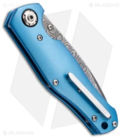 Front Page -Boker Boker 1969 Z28 Damast Liner Lock Knife Blue Aluminum 3in Damascus BHQ 179584 td side