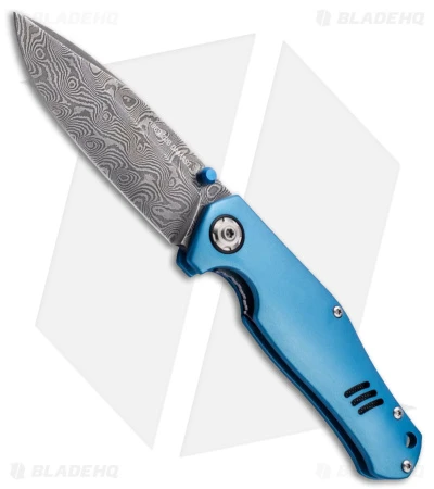 Boker 1969 Z28-Damast Liner Lock Knife Blue Aluminum (3.15" Damascus) 3 Boker 1969 Z28-Damast Liner Lock Knife Blue Aluminum (3.15" Damascus)
