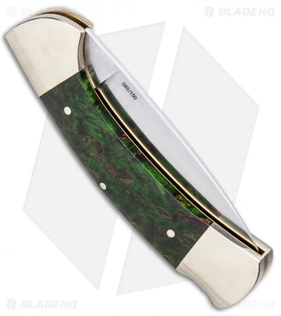 Boker 3000 150th Anniversary Lockback Knife Green Curly Birch (3.4" Satin) 5 Boker 3000 150th Anniversary Lockback Knife Green Curly Birch (3.4" Satin) - Image 3