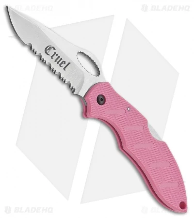 Boker Cinch Action Roper Folding Knife Pink (3" Satin Serr) 01CI092P 3 Boker Cinch Action Roper Folding Knife Pink (3" Satin Serr) 01CI092P