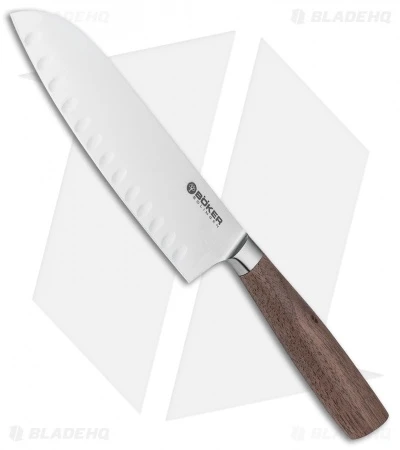 Boker Core 6.5" Santoku Fluted/Hollow Edge Kitchen Knife Walnut Wood 3 Boker Core 6.5" Santoku Fluted/Hollow Edge Kitchen Knife Walnut Wood