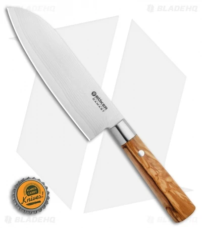Boker Damascus Olive 6.75" Santoku Kitchen Knife Olive Wood 5 Boker Damascus Olive 6.75" Santoku Kitchen Knife Olive Wood - Image 3
