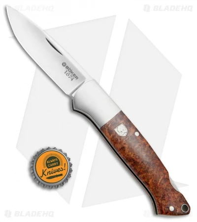 Boker Davis Classic Hunter 1674 Knife Amboina Root Wood (3.5" Satin) 110324 6 Boker Davis Classic Hunter 1674 Knife Amboina Root Wood (3.5" Satin) 110324 - Image 4
