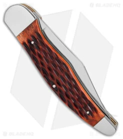 Boker Folding Hunter Pocket Knife 5.25" Jigged Brown Bone W/ Pouch 110836 -Boker Boker Folding Hunter Pocket Knife 5in Jigged Brown Bone w Pouch BHQ 146743 td side