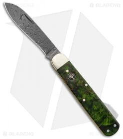 Front Page 24 Boker Hunting Knife Mono Lockback Knife Green Curly Birch (3.25" Damascus)
