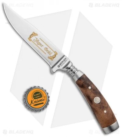 Boker Jager Gold Gobec Nicker Fixed Blade Knife Walnut Wood (4" Satin) 122532 6 Boker Jager Gold Gobec Nicker Fixed Blade Knife Walnut Wood (4" Satin) 122532 - Image 4