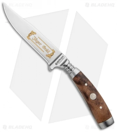 Boker Jager Gold Gobec Nicker Fixed Blade Knife Walnut Wood (4" Satin) 122532 3 Boker Jager Gold Gobec Nicker Fixed Blade Knife Walnut Wood (4" Satin) 122532