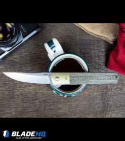 Boker Kwaiken Flipper Knife Canvas Micarta/Brass Bolster (3.5" Stonewash) -Boker Boker Kwaiken Tuxedo Flipper Knife Canvas Micarta Brass Stonewash BHQ77843 kp wood cool textures web