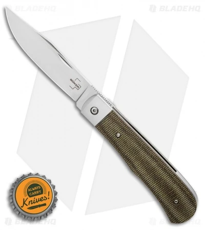 Boker Plus Bonfire Front Flipper Knife Green Canvas Micarta (3.4" Satin) 6 Boker Plus Bonfire Front Flipper Knife Green Canvas Micarta (3.4" Satin) - Image 4