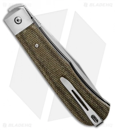 Boker Plus Bonfire Front Flipper Knife Green Canvas Micarta (3.4" Satin) 5 Boker Plus Bonfire Front Flipper Knife Green Canvas Micarta (3.4" Satin) - Image 3