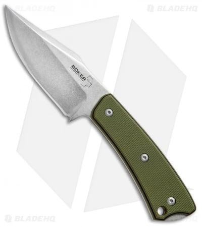 Boker Plus Piranha Fixed Blade Knife OD Green G-10 (3" Stonewash) 02BO005 3 Boker Plus Piranha Fixed Blade Knife OD Green G-10 (3" Stonewash) 02BO005