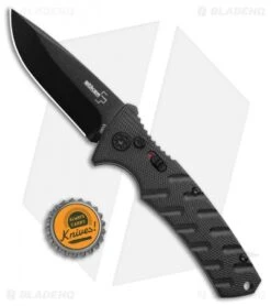Boker Plus Strike Drop Point Automatic Knife (3.25" Black D2) -Boker Boker Plus Strike Bowie Auto Black 01BO433NSOI BHQ 97031 jr bottlecap