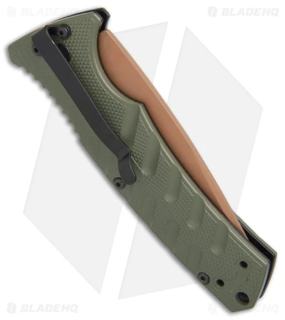 Boker Strike Tanto Desert Warrior Automatic Knife OD Green (3.25" Copper D2) 5 Boker Strike Tanto Desert Warrior Automatic Knife OD Green (3.25" Copper D2) - Image 3