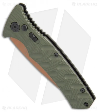 Boker Strike Tanto Desert Warrior Automatic Knife OD Green (3.25" Copper D2) 4 Boker Strike Tanto Desert Warrior Automatic Knife OD Green (3.25" Copper D2) - Image 2