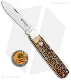 Boker Tree Brand Hunting Knife Mono Lockback Stag (3.25" Satin) 110615 -Boker Boker Tree Brand Hunting Mono LB Stag Satin 110615 BHQ 94756 jr bottlecap