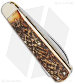 Boker Tree Brand Hunting Knife Mono Lockback Stag (3.25" Satin) 110615 -Boker Boker Tree Brand Hunting Mono LB Stag Satin 110615 BHQ 94756 jr side