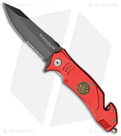 Boker Fire Fighter Rescue Spring Assisted Knife Red (3.375" Black Serr) 01LL470 3 Boker Fire Fighter Rescue Spring Assisted Knife Red (3.375" Black Serr) 01LL470