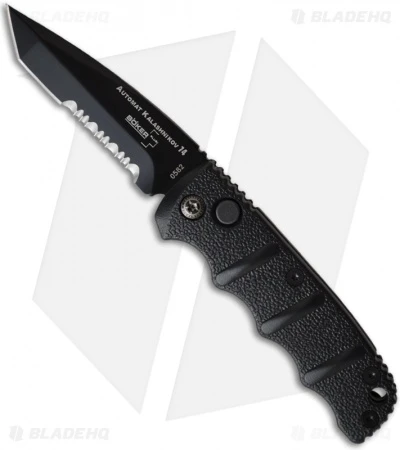 Boker Mini Kalashnikov Tanto Automatic Knife Black (2.5" D2 Black Serr) 3 Boker Mini Kalashnikov Tanto Automatic Knife Black (2.5" D2 Black Serr)